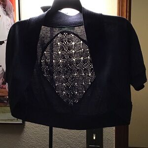 Maurices Black Lace-Back Shrug